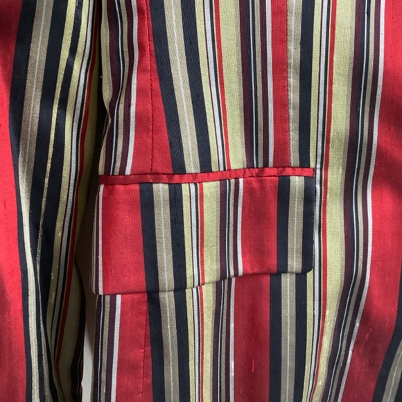 Anne Klein II Silk Striped Red Blazer SZ 10 - Picture 8 of 16